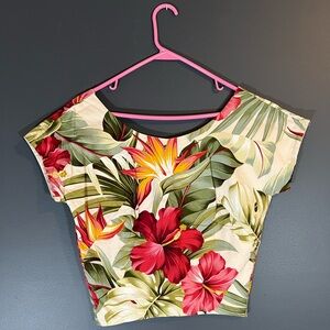 Handmade tropical boat neck top size Medium